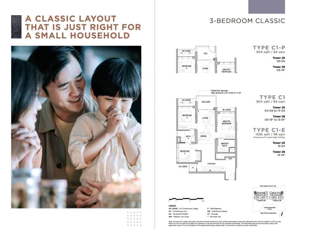 Sceneca Residence Floor Plan 3 Bedroom Classic