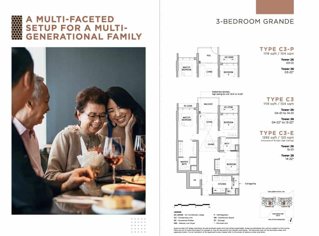 Sceneca Residence Floor Plan 3 Bedroom Grande