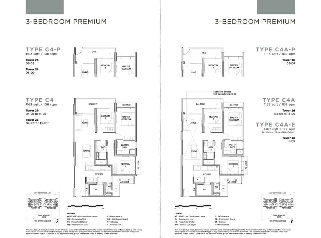 Sceneca Residence Floor Plan 3 Bedroom Premium